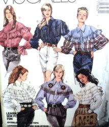 7184 LOOSE YOKE LS COLLAR/RUFFLE/FRINGE SHIRT PATTERN 10-14